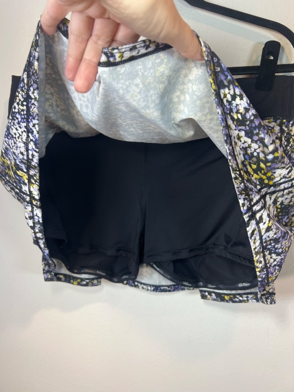 Lululemon Pace Rival Skirt Skort Floral Metropolis Multi Black Zip Pocket Sz 14 - Picture 5 of 14